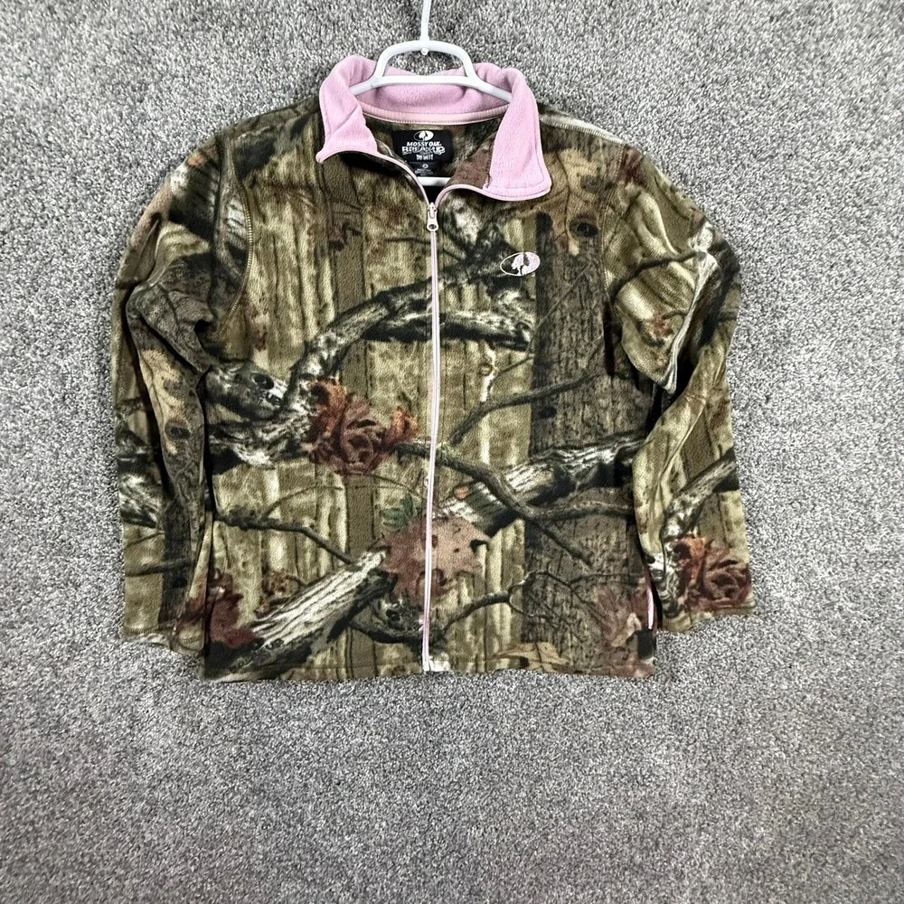 Mossy Oak Break-Up Infinity Fleece Jacket XL 16-18 Pink Trim Full Zip Camo